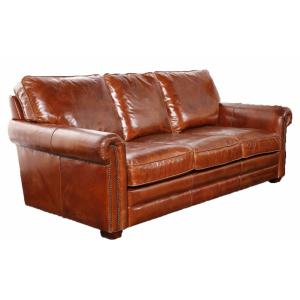 Quality Three Seater Leather Couch 211cm Vintage Leather Sofas European Style wholesale
