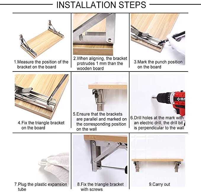 Customized Wall Mount Support for Undermount Sinks Spring Stainless Steel Fold Bracket