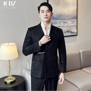 Quality Custom Logo Men's Leather Suit Jacket in Peaked Style for Casual and Formal Wear wholesale