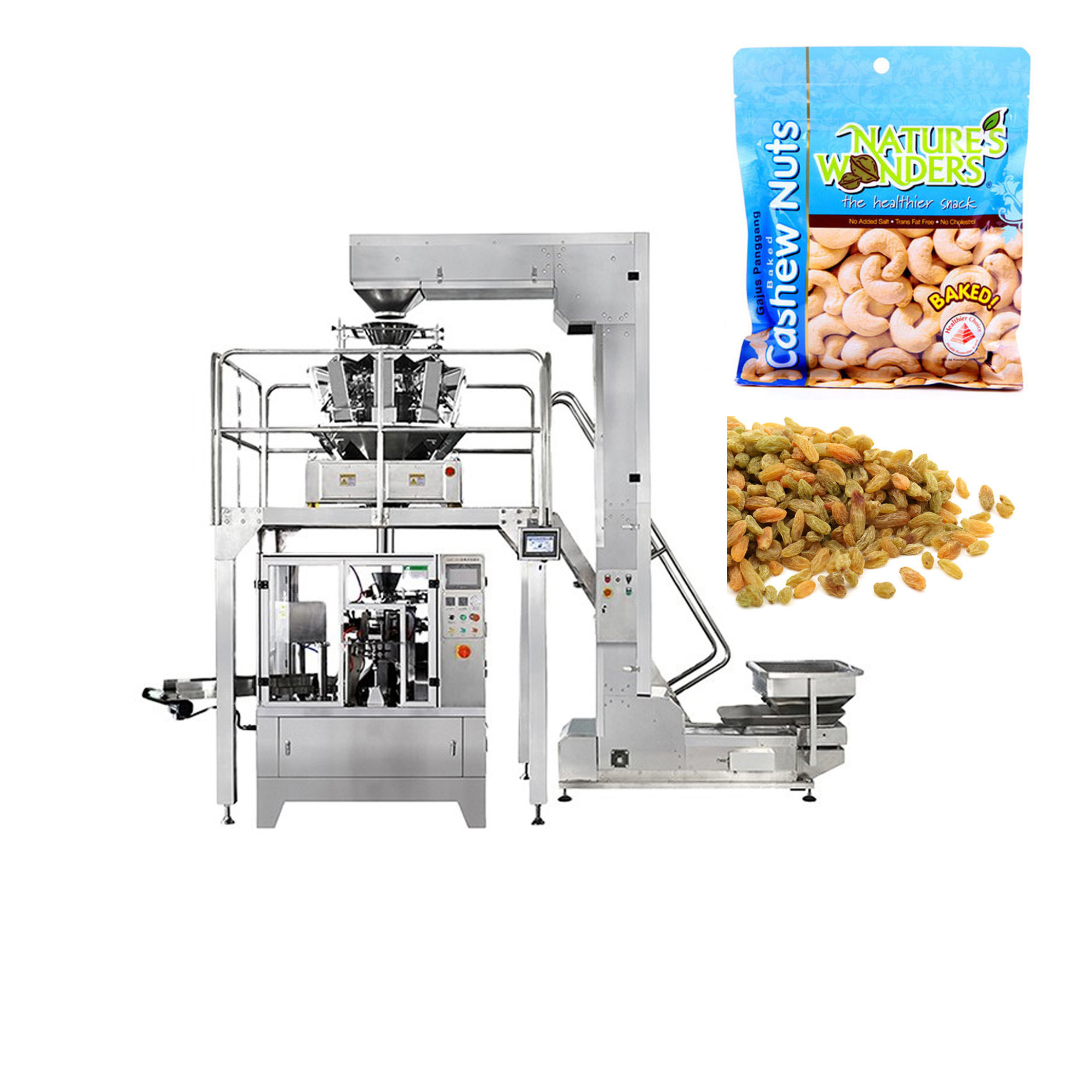 PLC Control Zipper Bag Rotary Packing Machine Dehydrated Fruit Vegetable Weighing