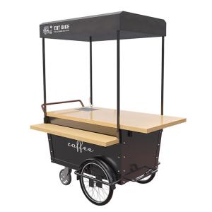 Quality Coffee Hand Push Cart Vendor With 304 Stainless Steel Work Table wholesale