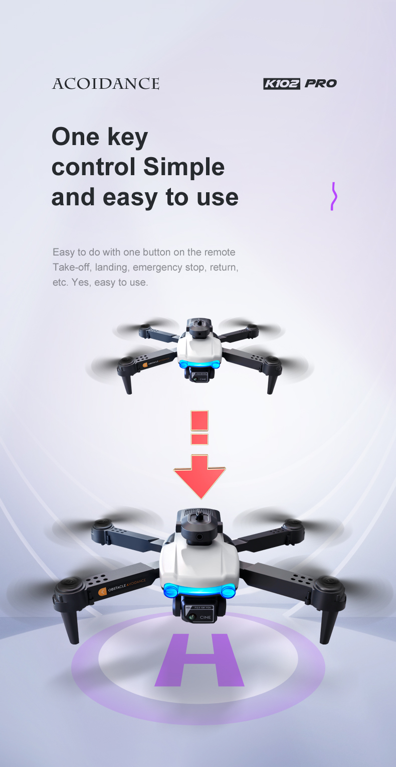 K102 Pro Mini Drone 4K HD Dual Camera Four-Way Obstacle Avoidance and Professional Optical Flow Technology for Long Range