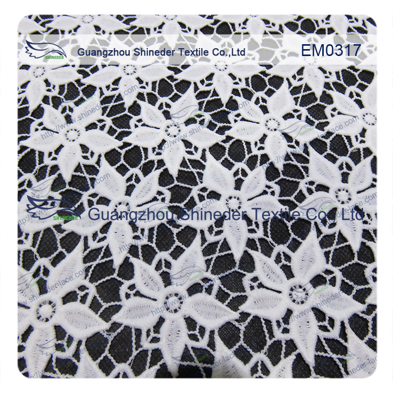 Five-Petal Flower Embroidered Lace Fabric for garment/ladies dress/wedding dress
