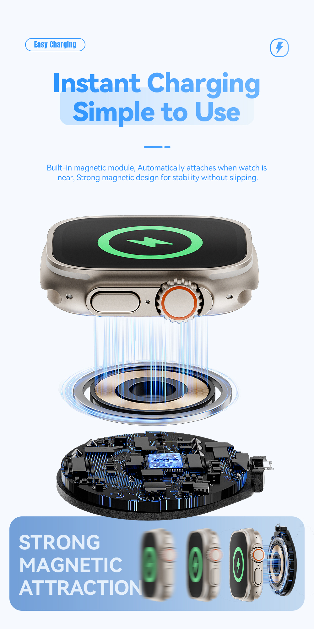 ESSAGER ES-WC14 Series Wireless Watch Charger 5V/2A Input 2.5W MAX