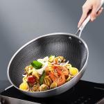 High Capacity Honeycomb Kitchen Frypan Non Stick Stainless Steel With Lid