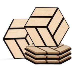 Quality Hexagon Acoustic Wood Slat Panels PET Hexagon Wall Panel wholesale