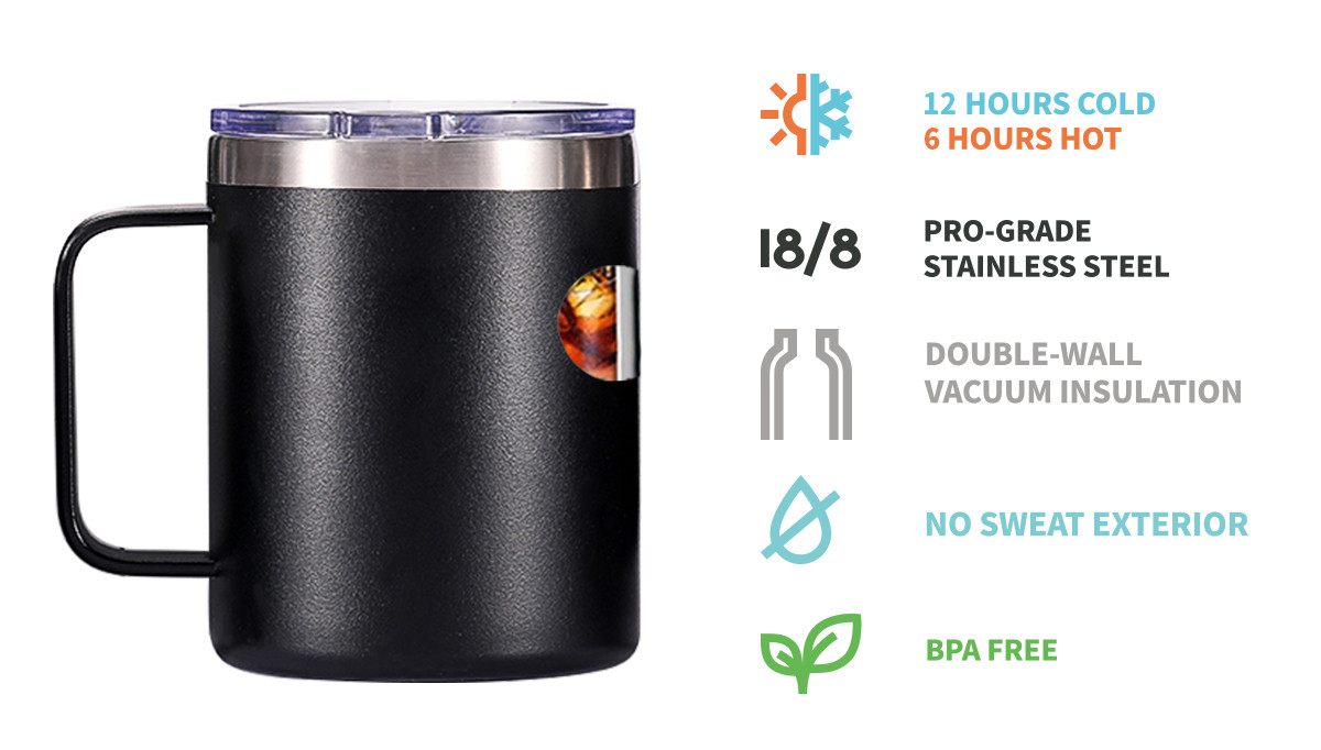 14oz Stainless Steel Travel Tumbler Insulated Coffee Mug Custom Logo Wine Cup Vacuum Coffee Mug With Handle