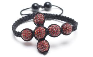 Quality Shamballa Cross Bracelet, Red Crystal Pave Alloy Beads wholesale