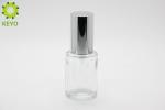 Round Shape Clear Glass Foundation Bottle 30ml Custom Service Acceptable