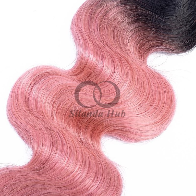 #T1B/Pink Body Wave Remy Human Hair Bundles Sew In Weave Bundles Brazilian Bundle Deals