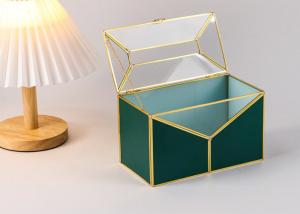 Quality Nordic luxury dark green leather Brass Tissue Box Cosmetic Storage box tray Bedroom dresser shelving wholesale