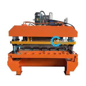 Quality Hydraulic Cutting 5.5kw Power Color Steel Profile Russia Tile Roll Forming Machine wholesale
