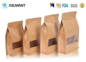 Quality Snacks Square Bottom Flexible 120mic Kraft Paper Zipper Bags wholesale