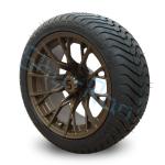 Custom 14'' Bronze Wheels, 225/30-14 Street DOT Approved Tries For Golf Cart ATV