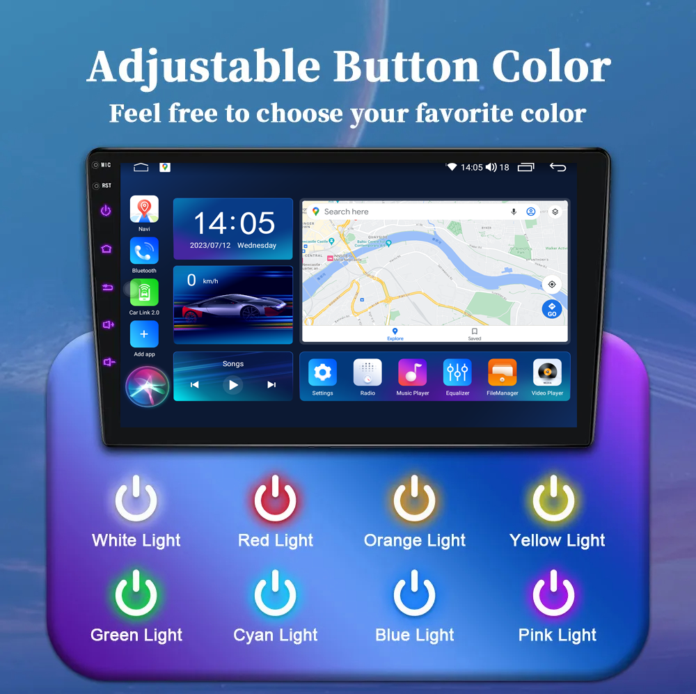 Universal 9/10 Inch Car Android Touch Screen GPS Stereo Radio Navigation System 4 64G