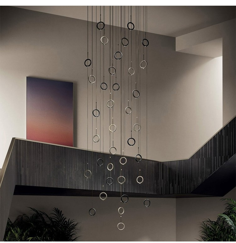 Italian Designer Metal Circular Ring Lamp Restaurant Bar Studio Creative Ring Pendant Lamp(WH-AP-598)