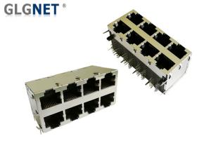 Quality Brass Shield Mag Jack RJ45 2x4 Multiple Port Connectors For Switches Routers wholesale
