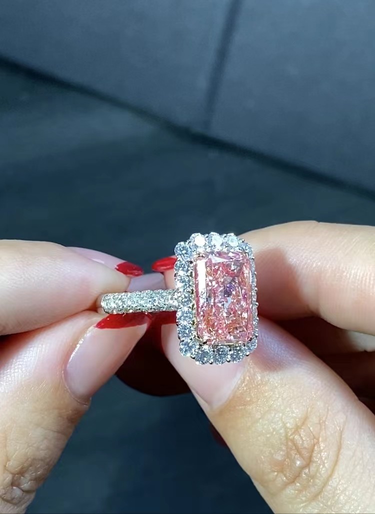 4.56ct Lab Diamond Jewelry Pink Radiant Cut Diamond Ring