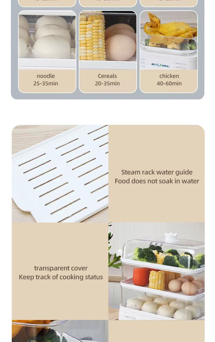 Multifunctional Large Capacity 3 Layer Cooking Steamer Pot Electric Food steamer Pot With Visualization lid