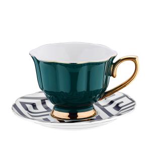 Quality 240ml Ceramic Gold Rim Porcelain Turkish Coffee Cups Tea Set Of 6 wholesale