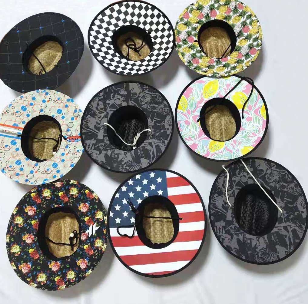 11.5 Cm Brim​ Woven Sun Hats , Outdoor Surfing Lifeguard Straw Hats