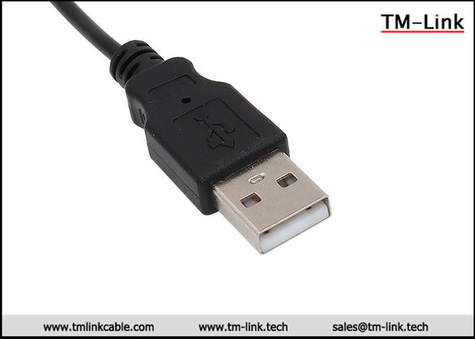 USB 2.0 Type-A male to Molex PH2.0 wafer 2 core 26AWG Black PVC jacket cable