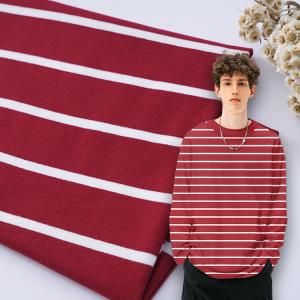 Quality Moisture Wicking Yarn Dyed Stripe Fabric , Cotton Ribbed Fabric For Hoodie wholesale