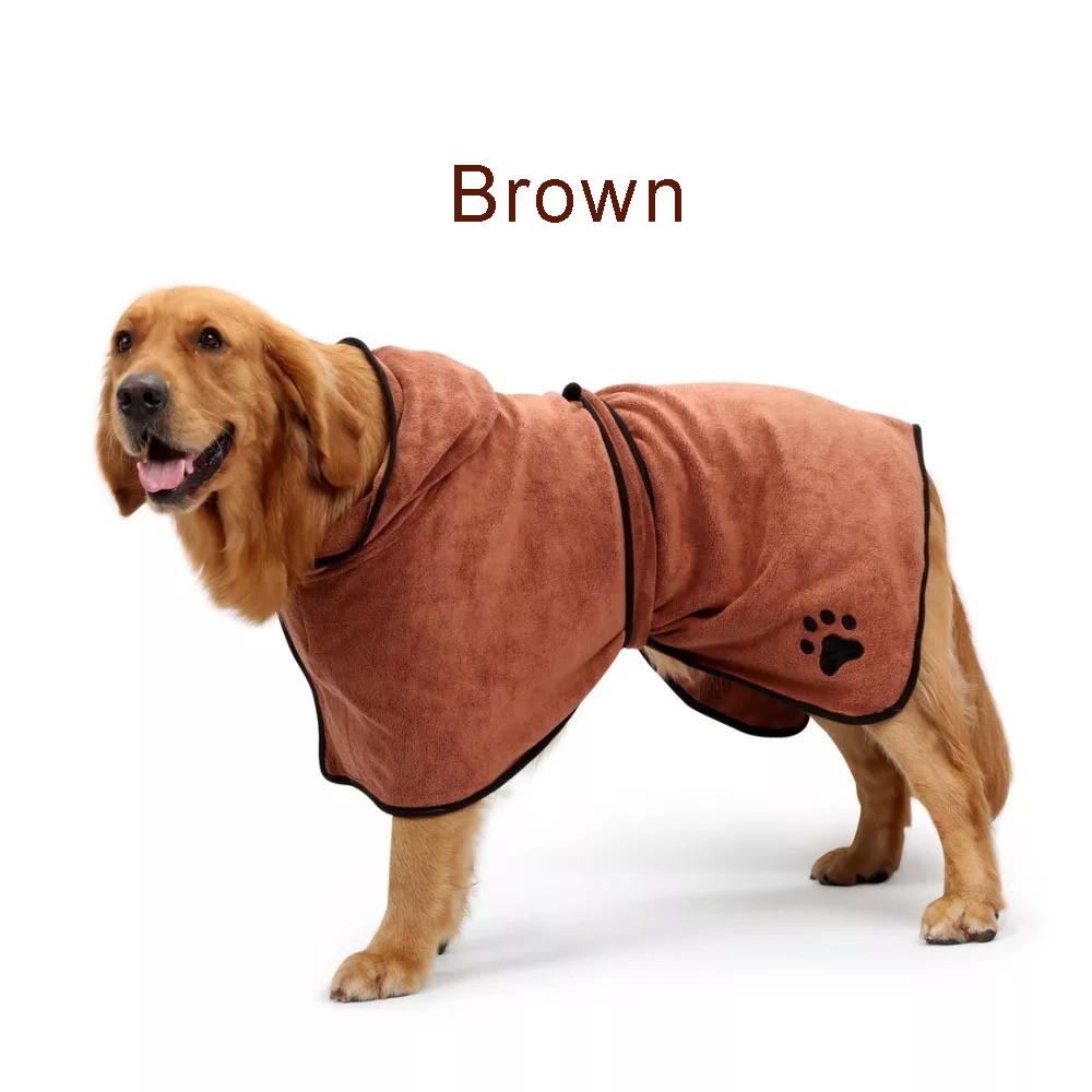 Coffee Super Absorbent Pet Bathrobe Quick Dry Microfibre Dog Robe All Season