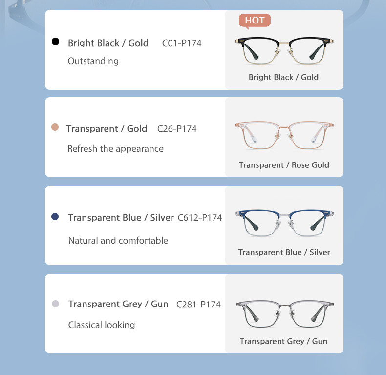 OEM Titanium Frame Combination Glasses Unisex Anti Blue Light For Reading