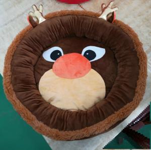 Quality Cute Soft Warm Washable Memory Foam Bolster Dog Bed Deer Shape Short Plush Christmas Dog Bed wholesale