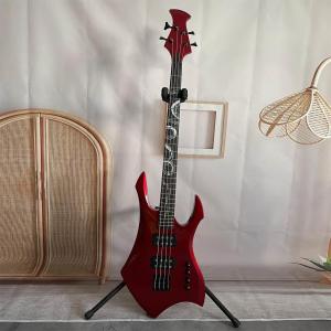 Quality Custom Special Irregular Body Shape Transparent Red Electric Bass Guitar 4 Strings Basswood Body wholesale