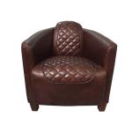 Brown Genuine Leather Single Aviation Sofa Chair With Armrest Living Room Office