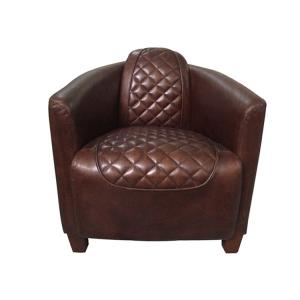 Quality Brown Genuine Leather Single Aviation Sofa Chair With Armrest Living Room Office wholesale