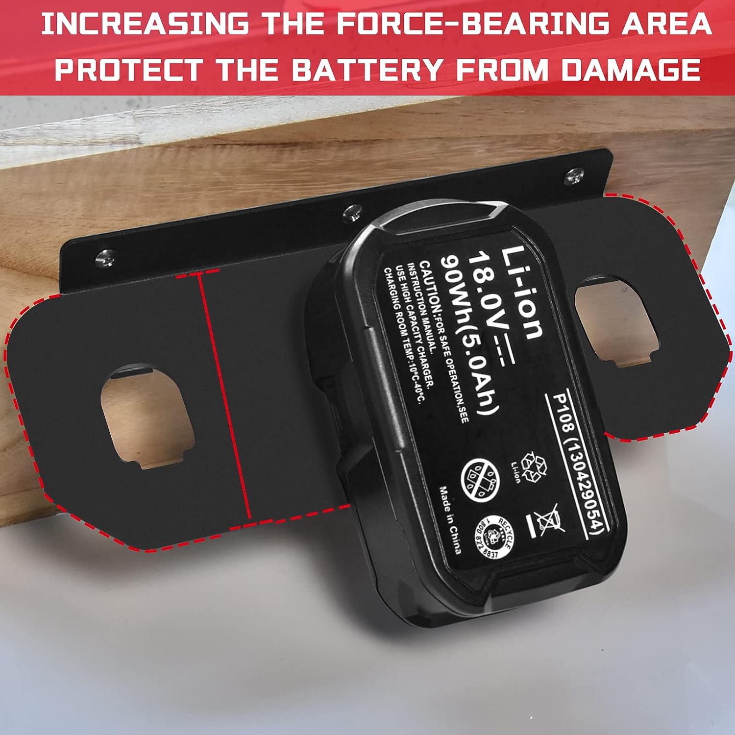 3 Slot Battery Storage Holder Wall Mount Rack ANTI-RUST Compatible with 18V Battery