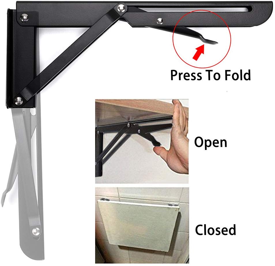 Space Saving Collapsible Shelf Bracket Heavy Duty Folding Bracket for Table Work Bench
