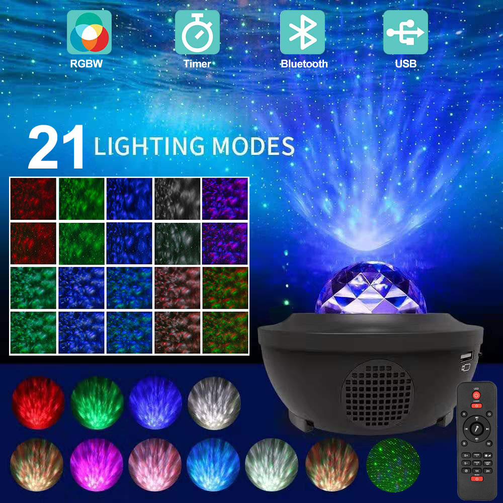LED Star Galaxy Projector Ocean Wave Night Light Room Decor Rotate Luminaria Decoration Bedroom Lamp Gifts Starry Sky Projector