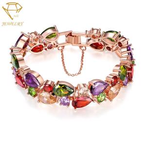 Quality Teardrop Crystal 5.9 Inches Ladies Tennis Bracelet Rose Gold Plating wholesale