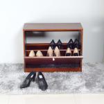 KD Package Brown Small Volume 63cm Width Wooden Shoe Cabinet Bench