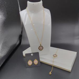 Quality Newest Gold Color Stainless Steel Earring ,Necklace , Bracelet Sets With Green Shell For Lady wholesale