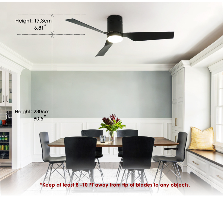 Plastic Blades 52" Smart Ceiling Fan with WiFi Music Play and Metal Lamp Body Material
