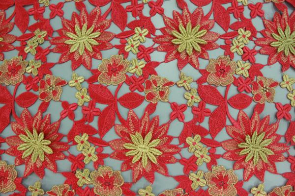 60cm Emulation Real Silks Chemical Lace Red/Green Color Water Soluble Embroidery