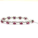 Sterling Silver 5x7mm Oval Ruby Cubic Zircon Tennis Bracelet(B06PINK)