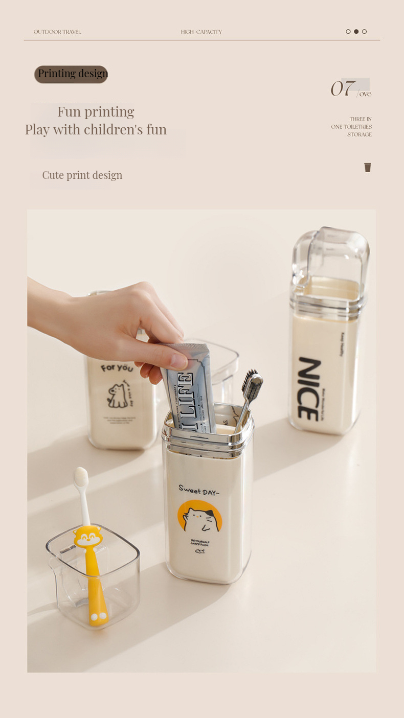 Disposable Cartoon Cute 3-in-1 Portable Dental Jar Set Ideal for Home Hotel Bathroom