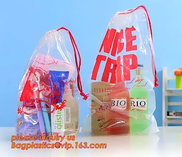 Biodegradable drawstring laundry poly bag with printing,Logo Printed Poly Drawstring Hotel/Travel Laundry Plastic bag