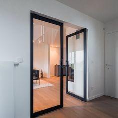 Quality Narrow Frame Noiseless Aluminum Casement Door 1.2mm-2.0mm Double Glass wholesale