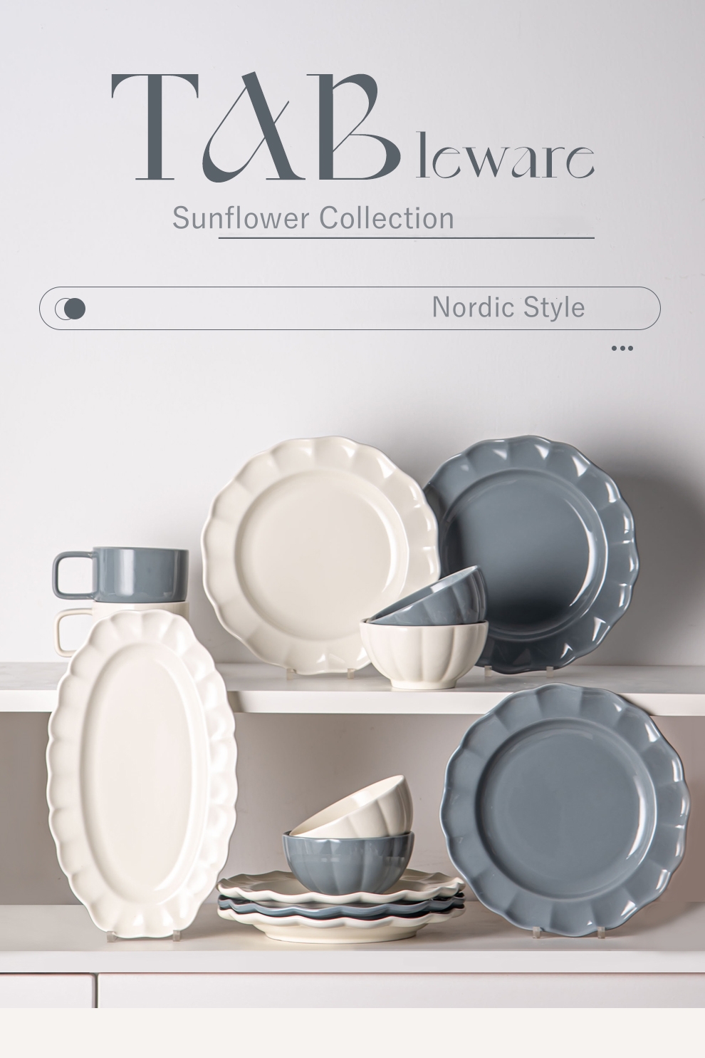 Solid Color Dinnerware Set Nordic Style Ceramic Plates And Bowls With Sunflower Shape