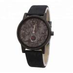 Water Proof Black Sandalwood Marble Face Watch With Natural Cork Straps