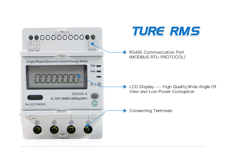 Din-Rail Type Digital Meter Single-Phase Din Rail Kwh Meter RS485 Communication Is available