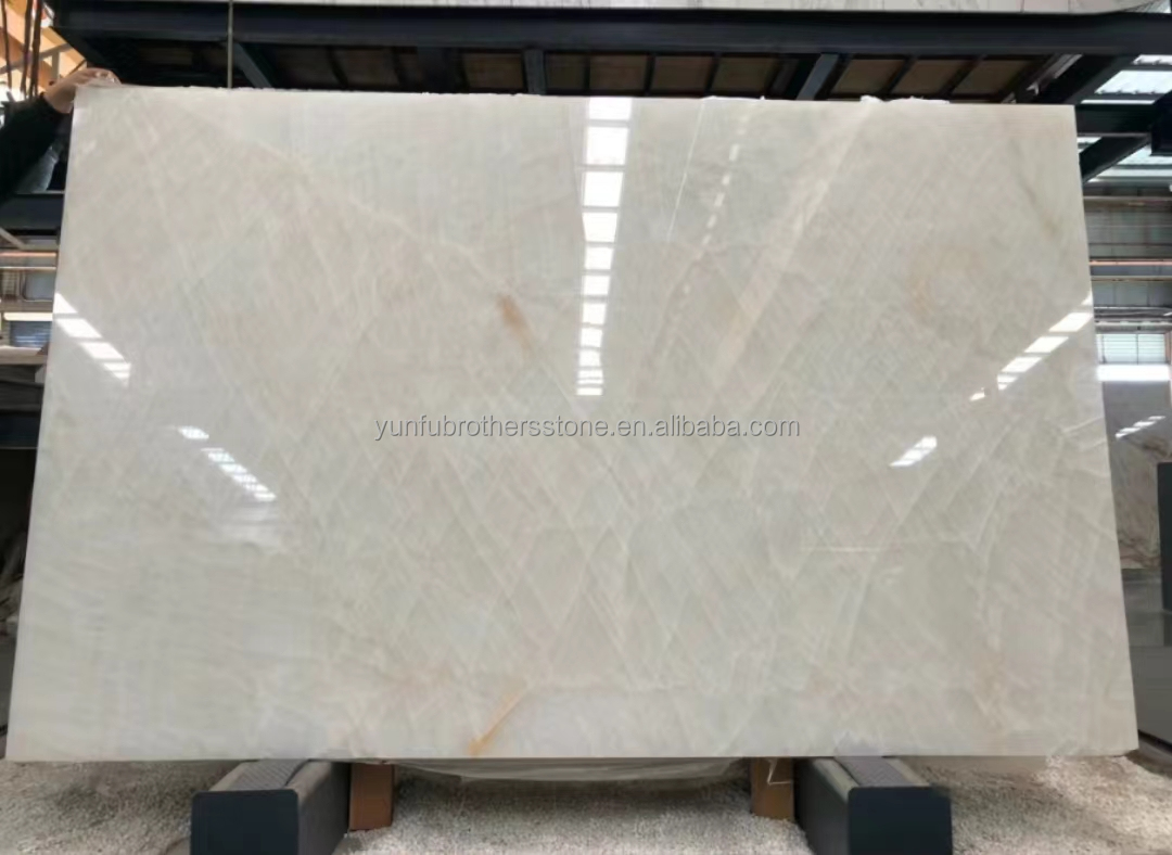 Modern Ice Jade Snow White Ice Onyx Stone Translucent Cristallo Quartzite Marble Slab