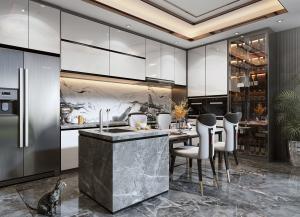 Quality PVC / Lacquer Kitchen Island Furniture L Shape Shaker Modular Kitchen Cabinet wholesale